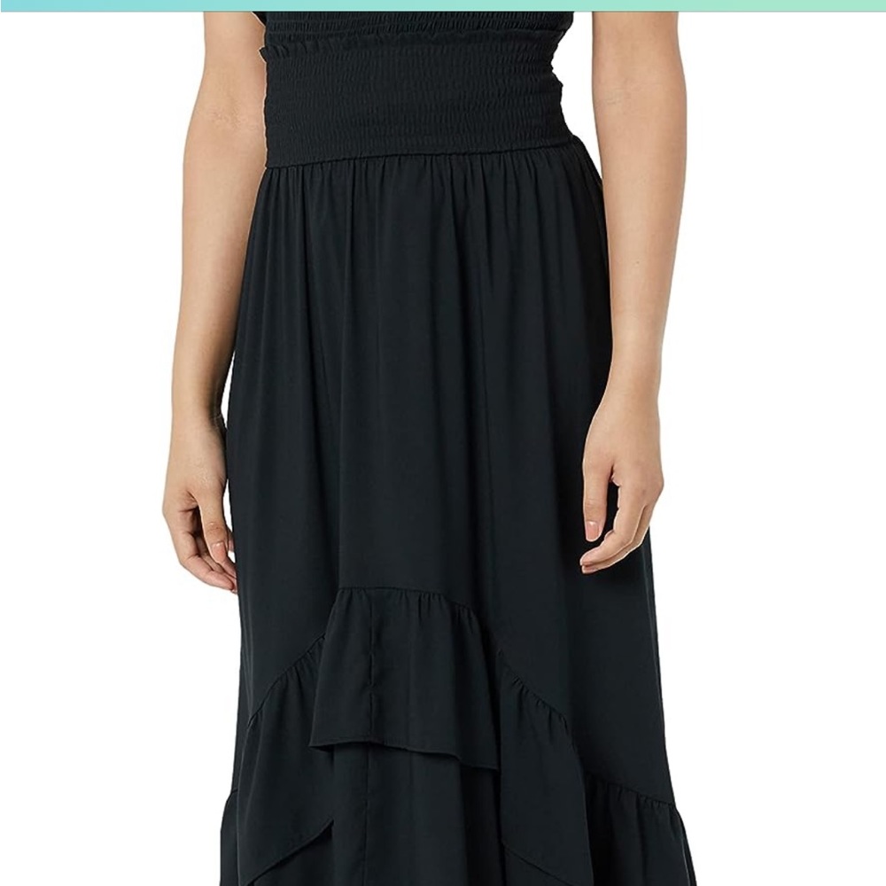 Goodthreads Women's Georgette Hi-Low Ruffle Maxi Skirt BLACK XX-LARGE